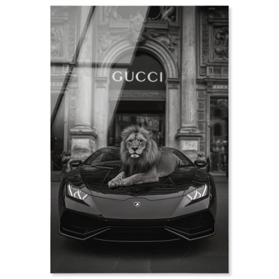 Lion at the Luxury Shop Acrylic Print Fashion Wall Decor by Notoriart, Ready to Hang, 16 x 24