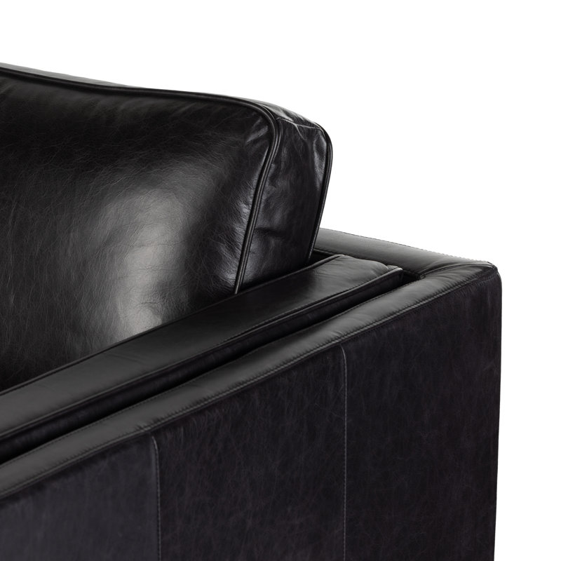 Canapé Carson, Cuir véritable noir Sonoma
