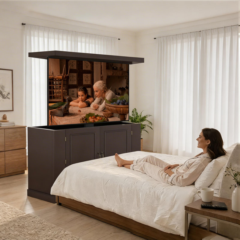 TV Lift Cabinet For 32-50” Tvs,  Hidden TV Cabinet With Remote Control,End Of Bed TV Lift