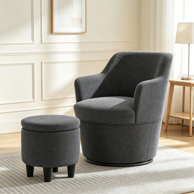 360 Modern Swivel Barrel Chair with Ottoman