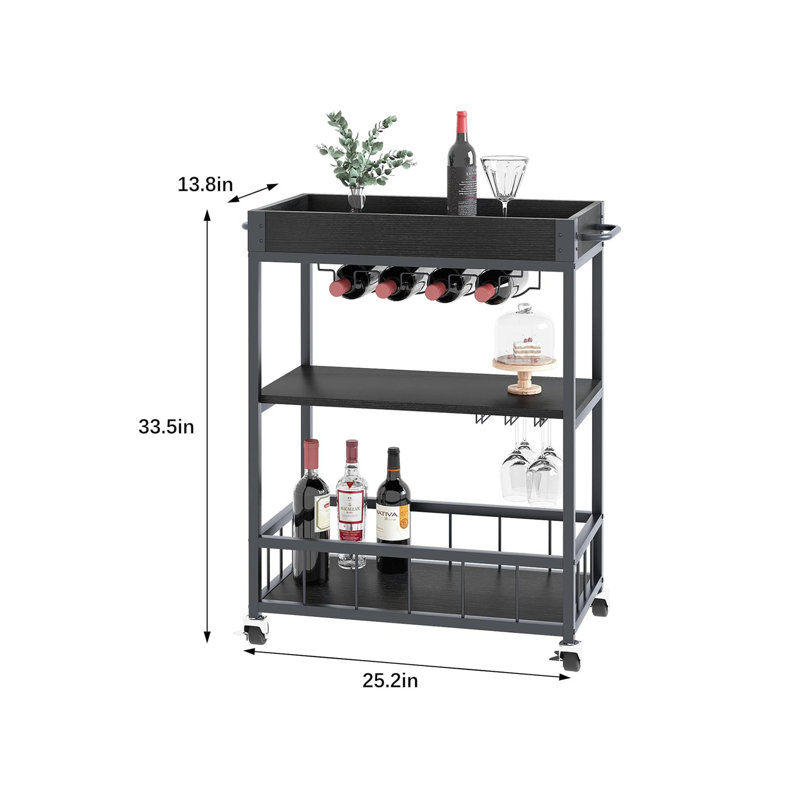 Wine Bottle & Glass Rack Black