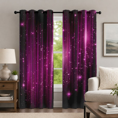 Rideaux à motif galaxie (lot de 2), thème ciel étoilé, imprimé céleste pailleté décoratif, œillets, décoration de fenêtre pour chambre et salon