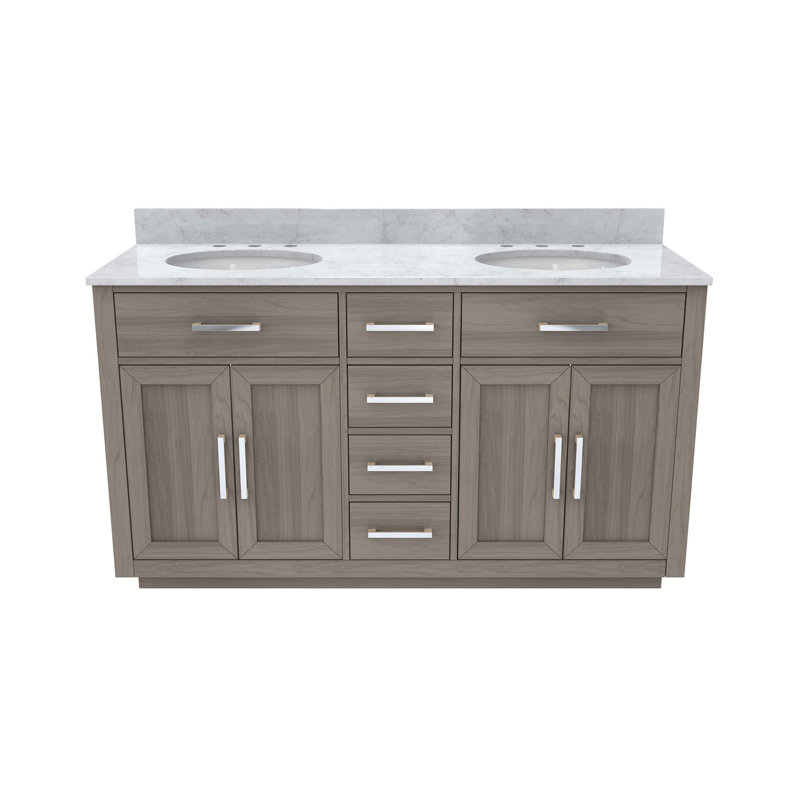 Dexterity 60" Double Bathroom Vanity Set, Gray Oak