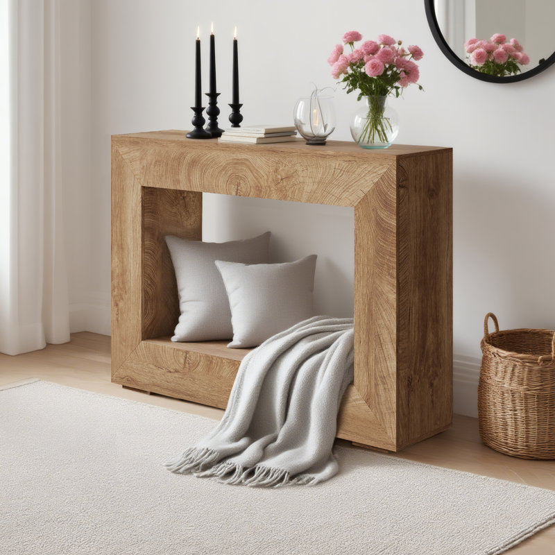 119.9cm Solid Wood Console Table, Beige