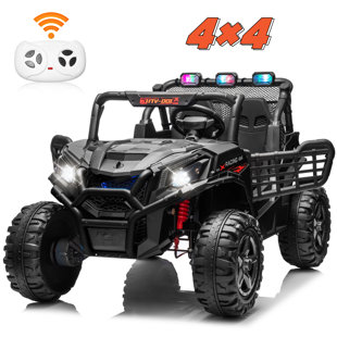  Voiture à 2 places 24 V pour enfants avec télécommande, lumières DEL, lecteur de musique, suspension, portes doubles et modes haute / basse vitesse