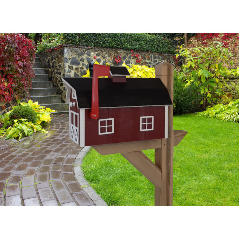 Amish Mailbox, Handmade, Dutch Barn Style Mailbox, Red