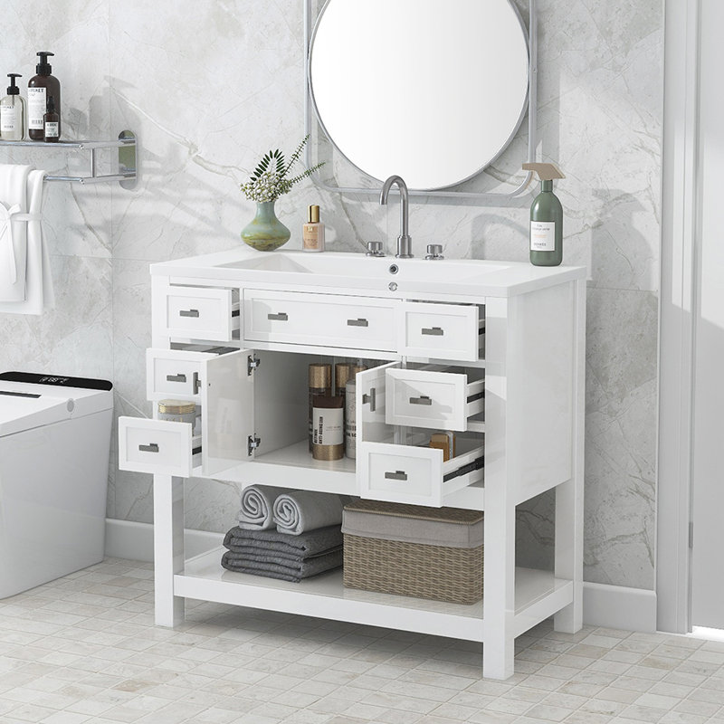 Meuble-lavabo simple 36,01 avec comptoir, Blanc