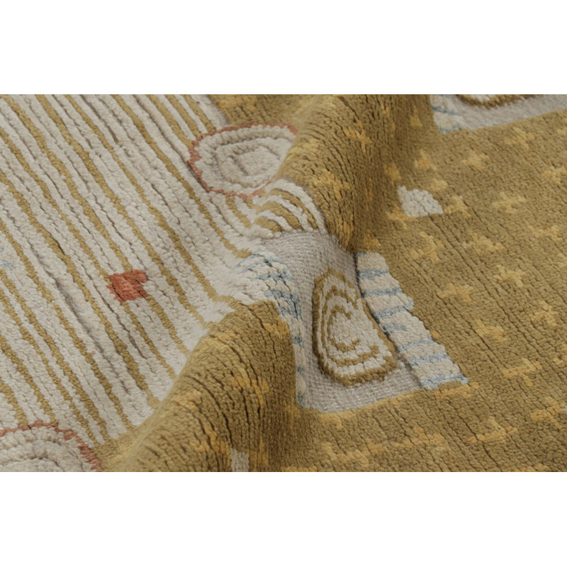 Scandinavian Hand Knotted Wool Geometric Area Rug, Rectangle 12' x 15'