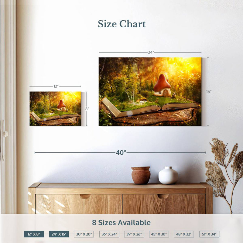 Kelan Fantasy Home Champignon sur livre, H 16 po x l 24 po