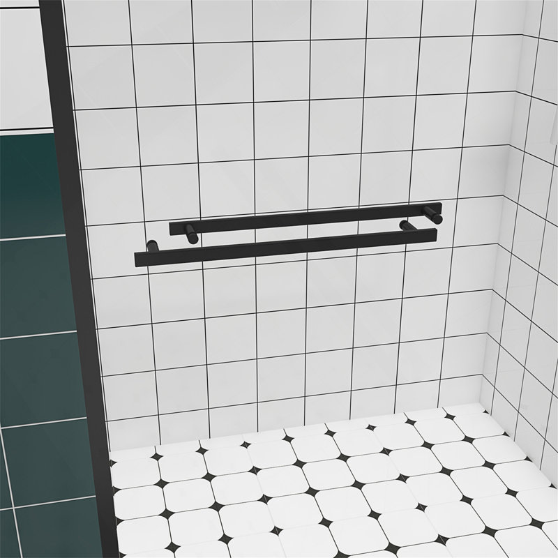 Adjustable Aluminum Frame Double Sliding Shower Door With Clear Tempered Glass, Ideal For Modern Bathrooms And Easy Installation