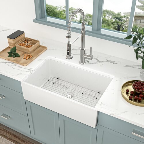 GhomeG 36'' L Farmhouse / Apron Single Bowl Ceramic Kitchen Sink | Wayfair