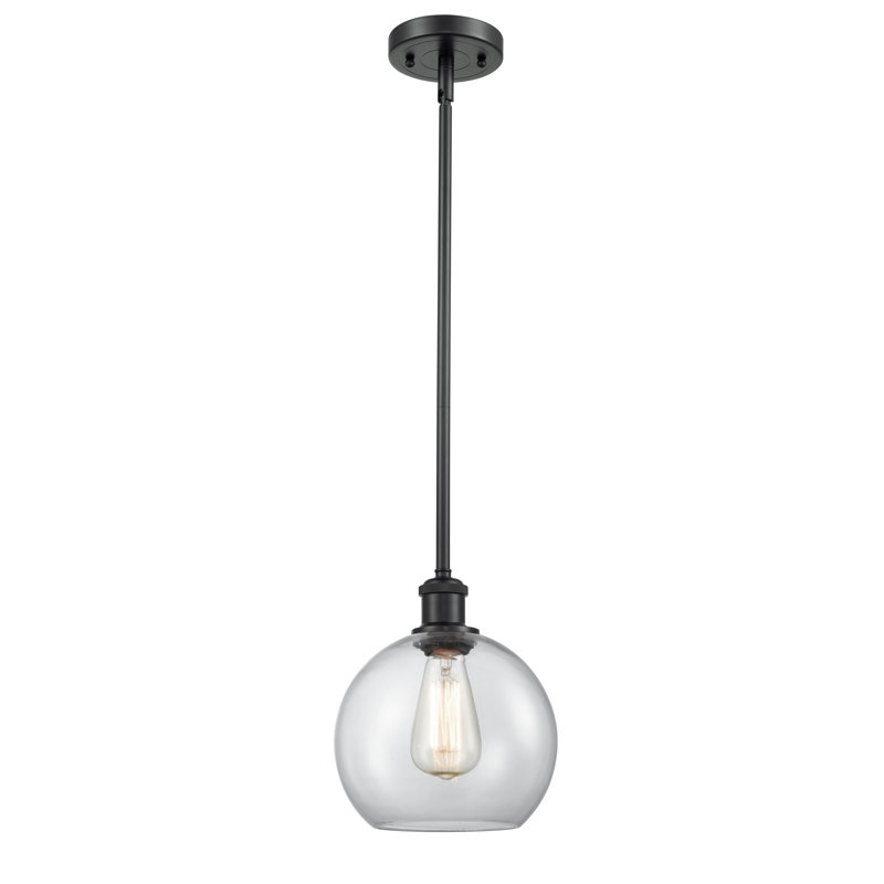 Luminaire suspendu sphérique 1 lumière Roxane, Noir mat, Transparent