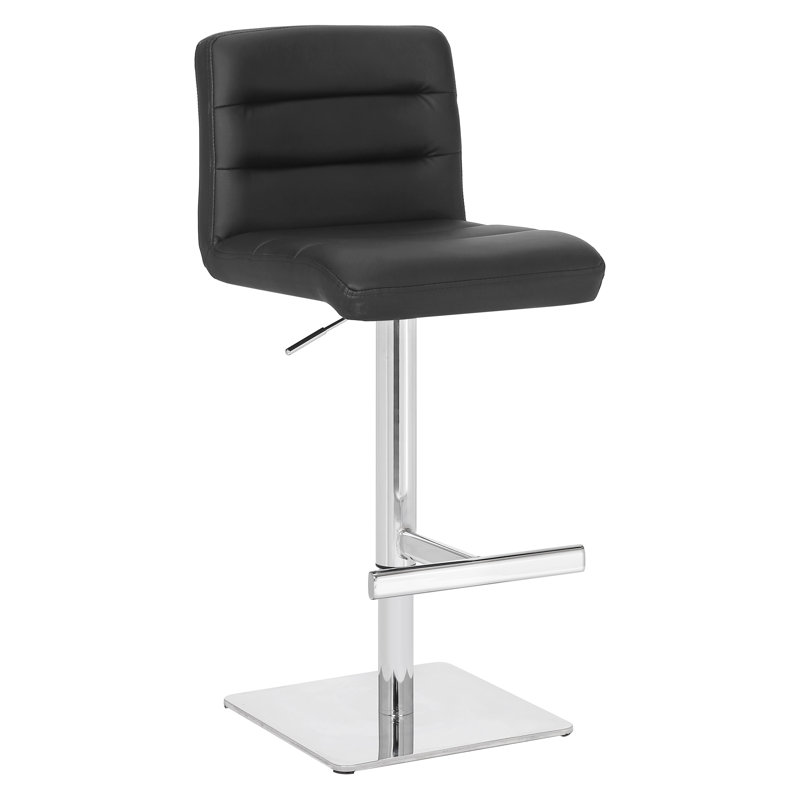 Basso Swivel Upholstered Counter Stool with Metal Frame, Black