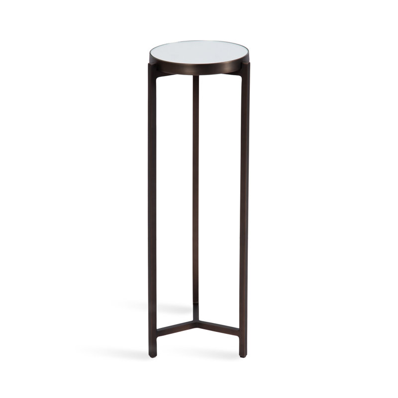 Eveland Round Metal Drink Table, Silver, Bronze