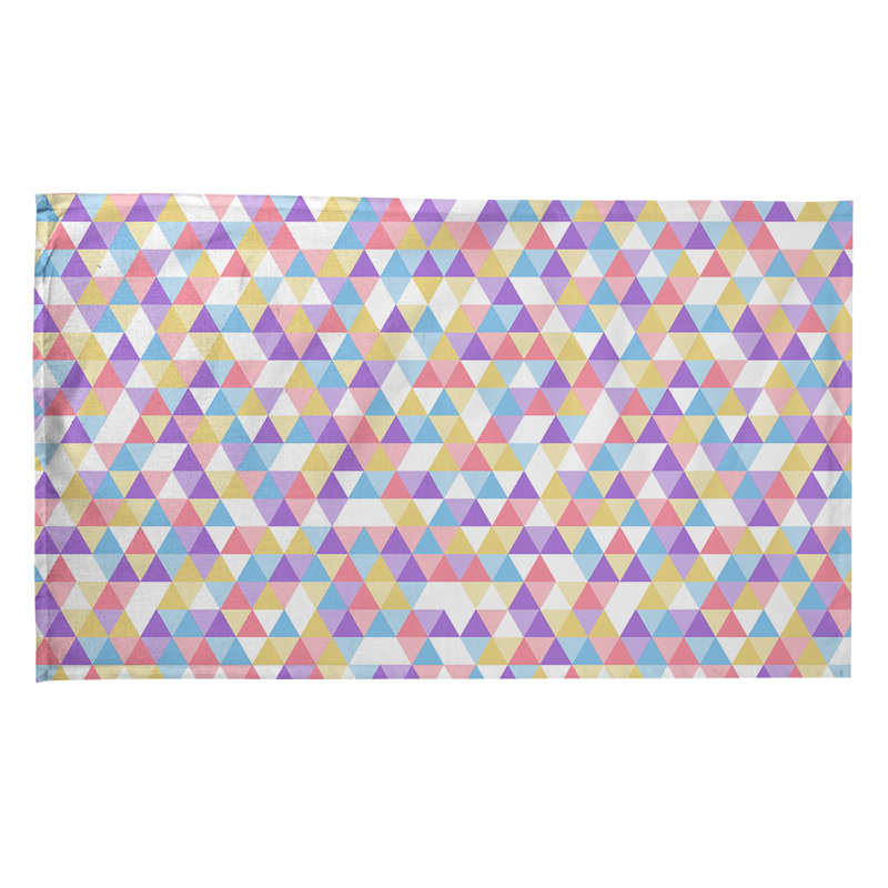 Torchon à motif triangulaire, Polyester sergé, Mauve/jaune