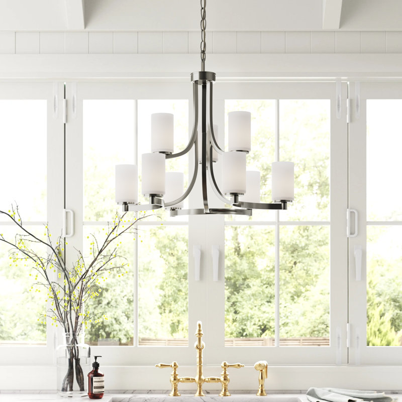 Hettinger Nine Light Chandelier from Generation Lighting , Brushed Nickel
