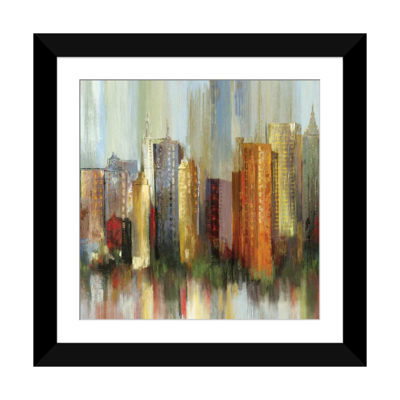 « metropolis ii, square », impression sur toile, Blanc, H 16 po x l 16 po x P 1 po, Papier d'art encadré noir