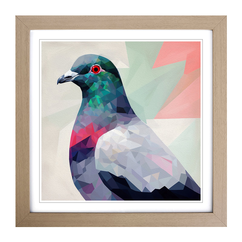 Pigeon Suprematism No.1 - Framed Print, Oak
