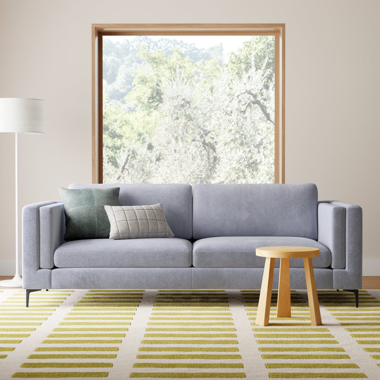 Troian 90'' Upholstered Sofa, Black, Lux Charcoal Performance Chenille