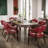 LUMERA Collection Set of 2 Mid-Century Modern Dining Chairs, Upholstered Faux Leather, Solid Wood Frame, Comfortable Kitchen & Dining Room Seating Red-100888063