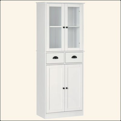 Garde-manger autoportant de 61 po, armoire de rangement de style traditionnel avec portes à fermeture douce, tablettes réglables et 2 tiroirs, pour le salon