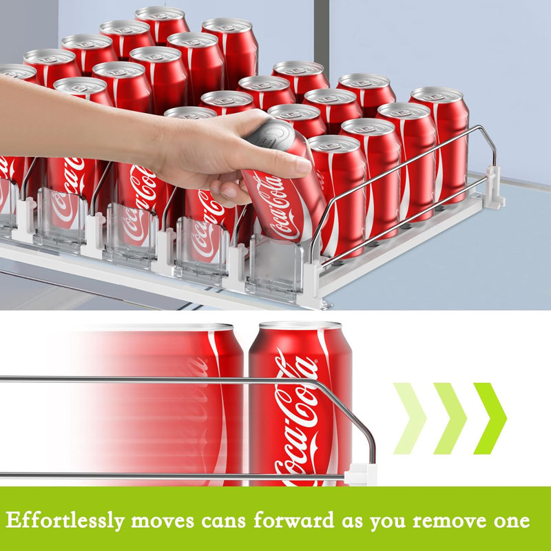 Fridge Drink Organizer Auto-Push Design - 25-Can Capacity Automatic Beverage Dispenser