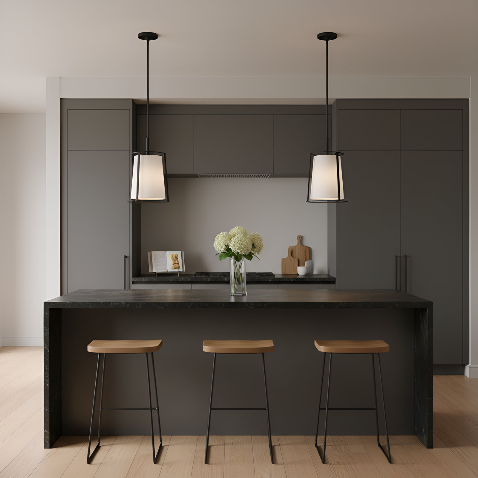 Roanne 1-Light Medium Hanging Shade, Midnight Black, Linen