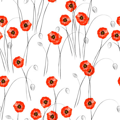 Dhima, coquelicots rouges sur toile, impression