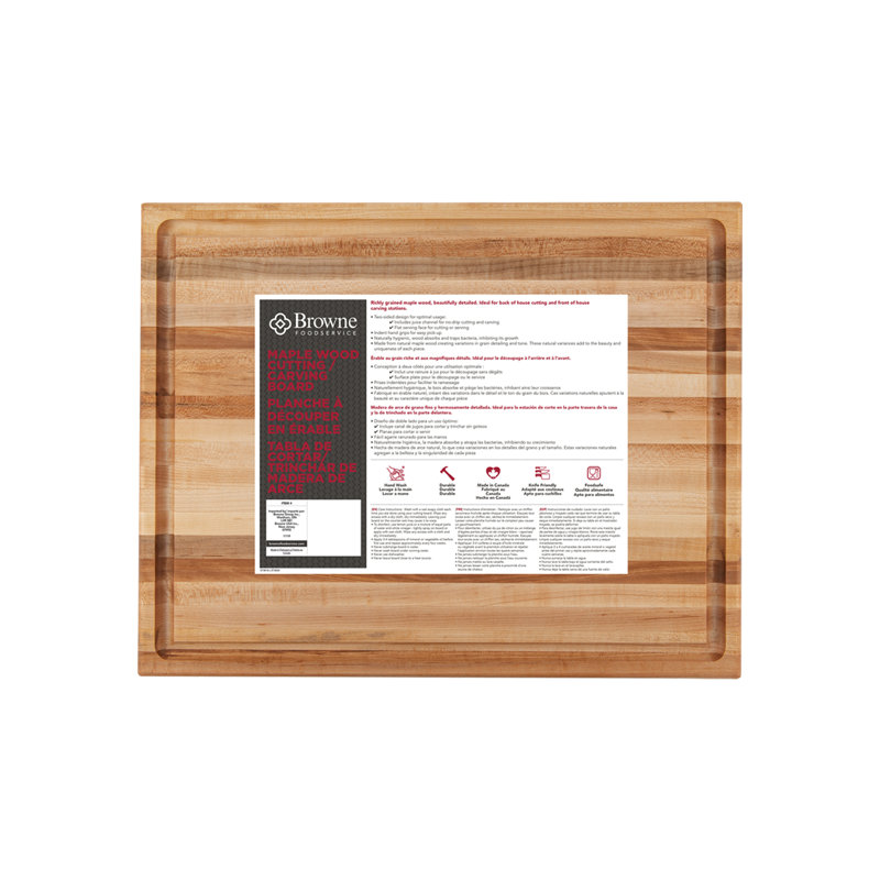 Planche à découper en bois d’érable de foodservice browne, l 12 po x L 16 po