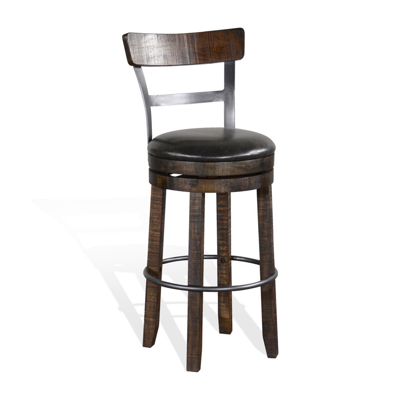 Meilani Swivel Upholstered Counter Stool, Bar Stool (30” Seat Height), Dark Brown