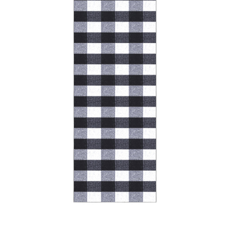 Homeline Non-Slip Rubberback Checkered Buffalo Plaid Indoor Runner Rug, Grayscale, Runner 2'7" x 9'