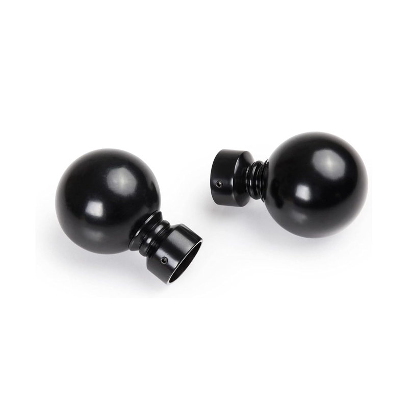 Curtain Poles Metal Plain Ball Extendable Curtain Pole 160 Cm To 300 Cm, Matte Black