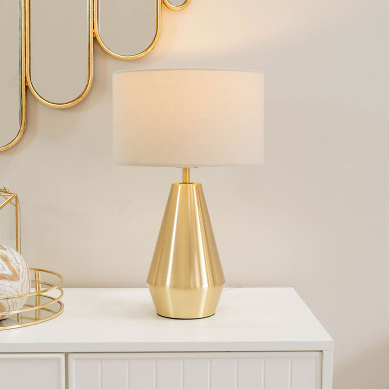 Metal Table Lamp, Natural, Gold, Yes
