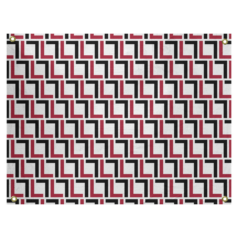Polyester Tapestry, 50" H x 59" W, Polyester, White/Red/Black