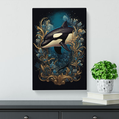 Orca Whale Baroque Art - Wrapped Canvas
