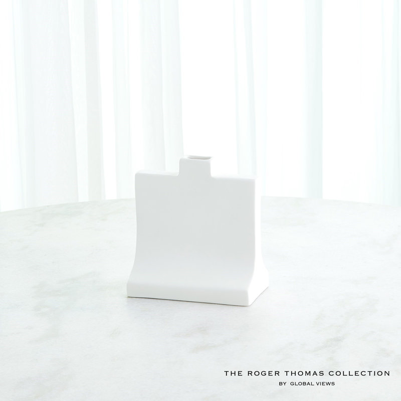 Icon Vase-Matte White, 9.75" H x 8.75" W x 5.25" D