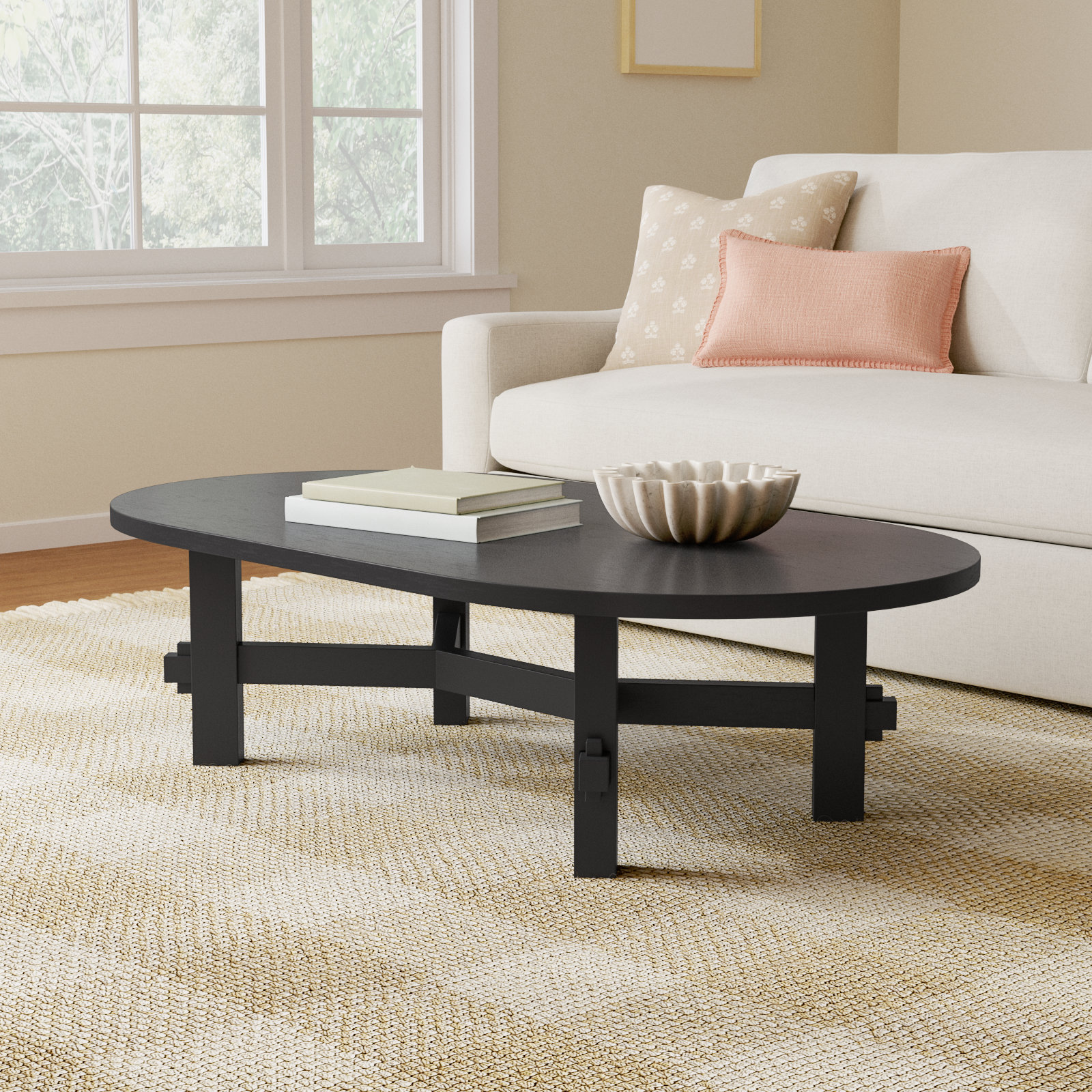 Tabytha Solid Wood Coffee Table, Black