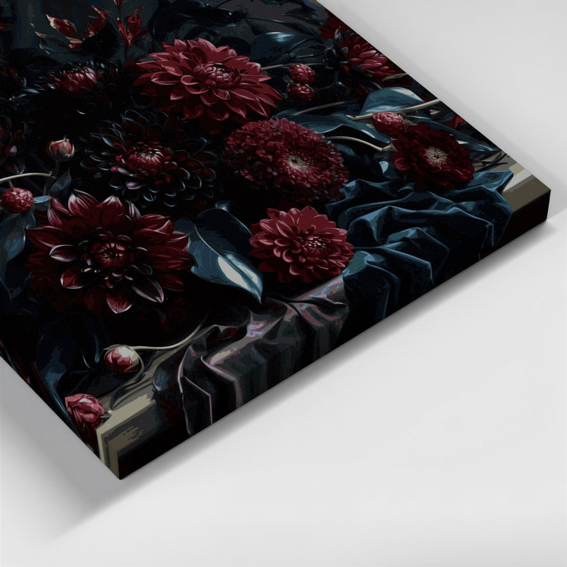 Art d'Halloween, art floral d'automne sur toile noire, H 8 po x l 8 po