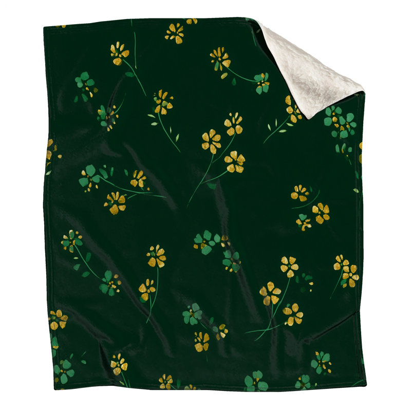 Jeté Floral, L 80 po x l 60 po, Dark Green Floral