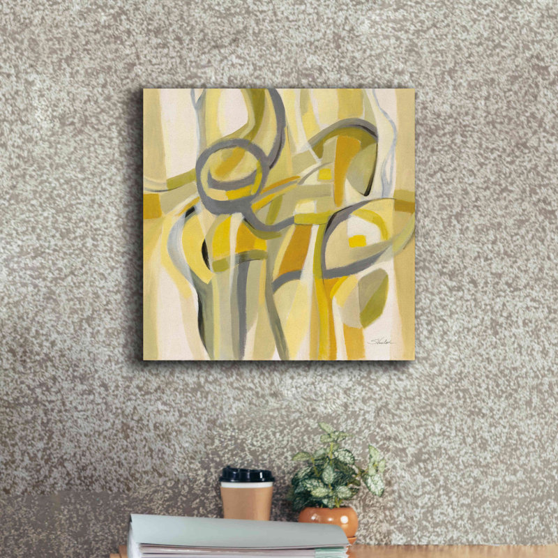 «Mid Mod Yellow» par Silvia Vassileva, art mural sur toile, H 18 po x l 18 po x P 0,75 po