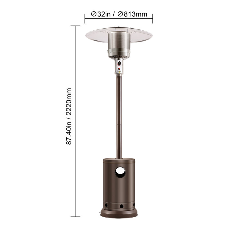 VEVOR Propane Patio Heater 50000BTU Tall Hammered w/Round Table Outdoor, Bronze
