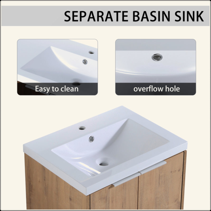 Meuble-lavabo mural 60 po avec lavabo et armoire latérale 60 po, 60"