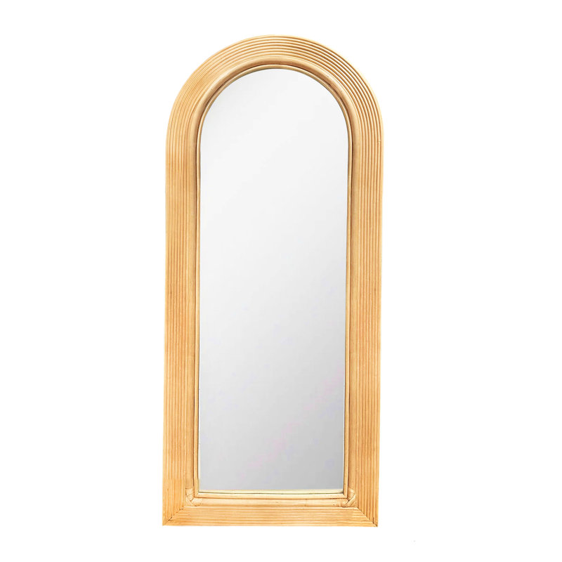Miroir de plancher en rotin 70 po, Naturel