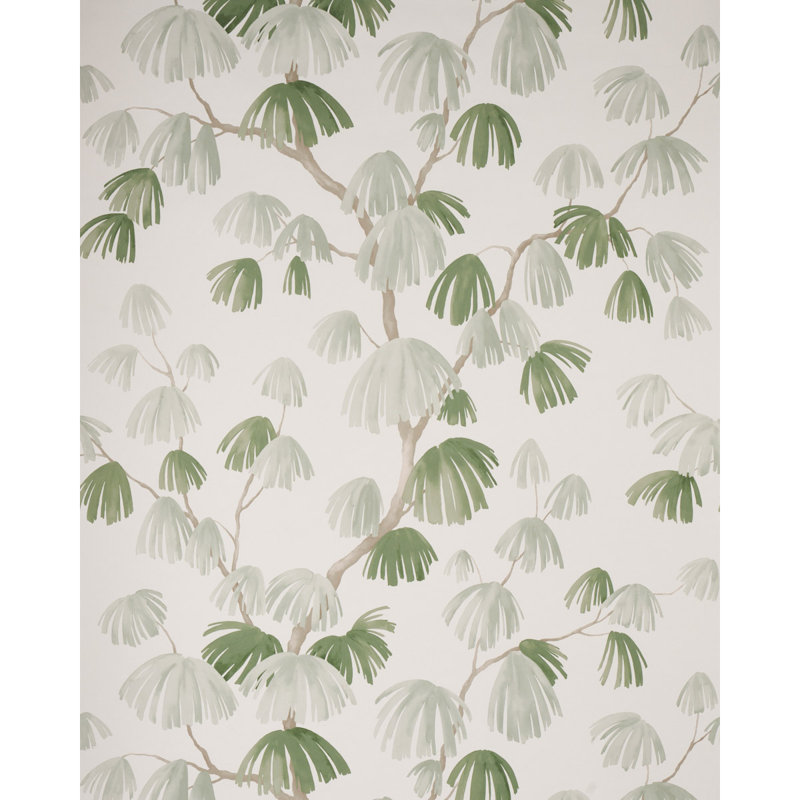 Schumacher x David Kaihoi Weeping Pine Wallpaper, Gray/Green