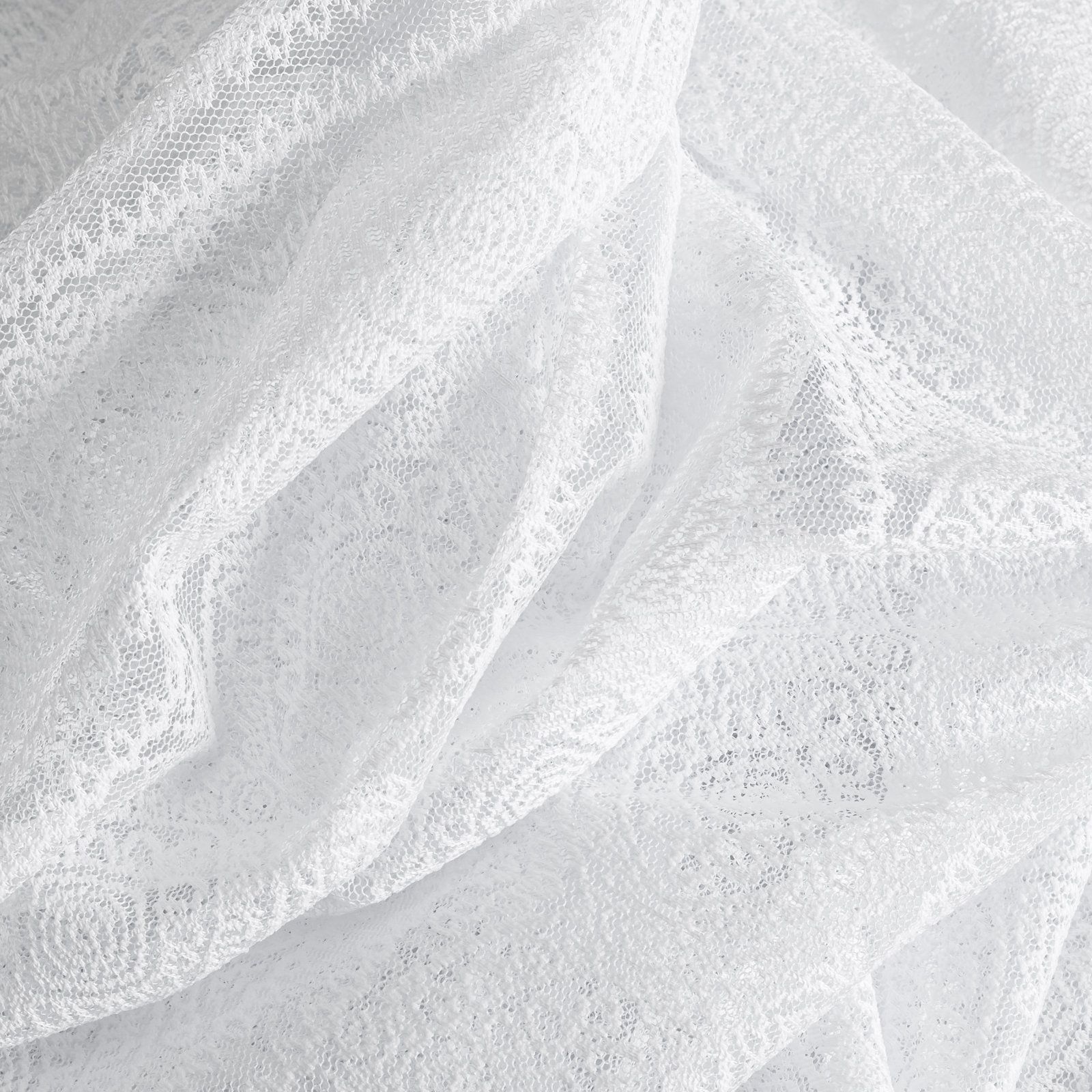 Erial Geometric Lace Semi-Sheer Curtain Panel, White, 54'' W x 63'' L