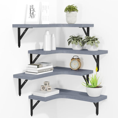 Ensemble de 4 tablettes d'angle flottantes grises