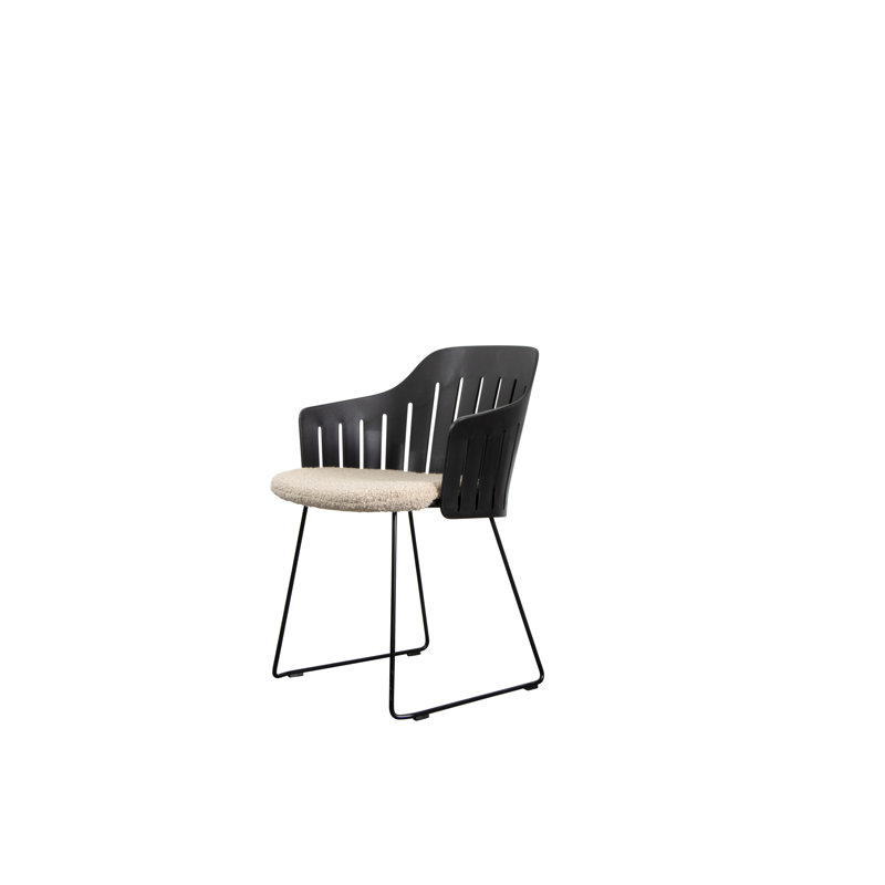 Choice Chair Indoor and Sledge Steel Base with Upholstery Cane-line Textile Seat Cover, Light Brown, Black
