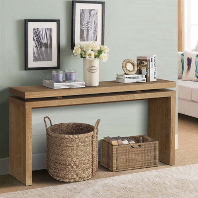 Console 60 po Farmhouse - Table d'entrée en bois rétro avec suspension à double panneau