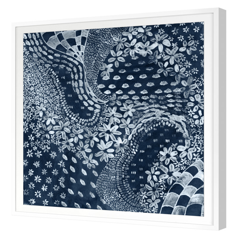 Indigo Batik Swirl Print by Stramel, Renee, 20" H x 20" W, White