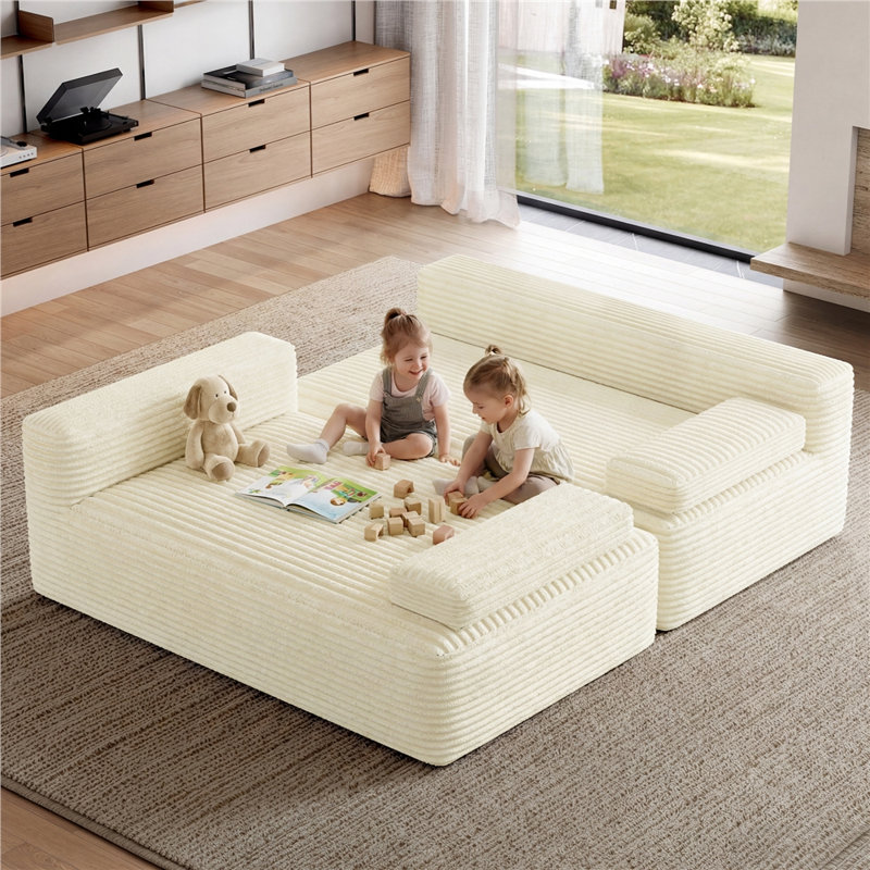 Canapé modulaire en velours côtelé, Beige